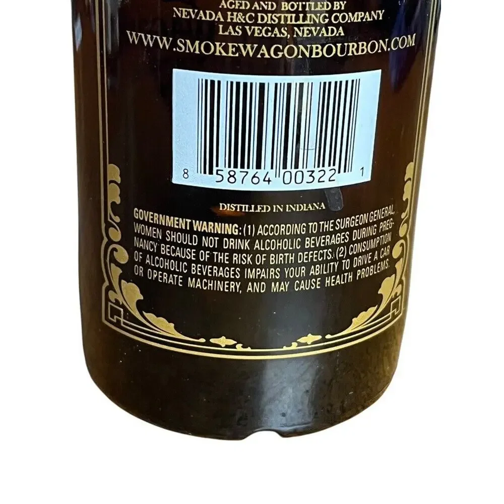 Smoke Wagon Empty Bottle Straight Bourbon Whiskey 750ML Brown Collector Man Cave